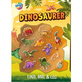 Find, mal og leg - dinosaurer med flotte 3D klistermærker