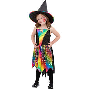 Halloween regnbue heks kostume str. 128