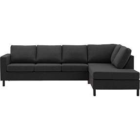 Oslo højrevendt open-end sofa med sorte træben - mørkegrå