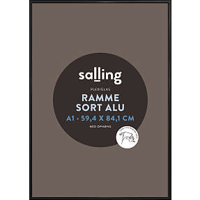 Sort ramme m. plexiglas - 59,4x84,1 cm