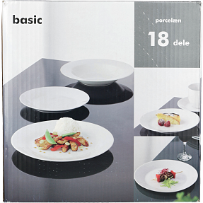 Basic sæt med frokost-, middag- og suppetallerkener