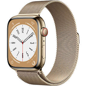 Apple Watch S8 45 mm cell - Guld Case og Gold Milanese Loop