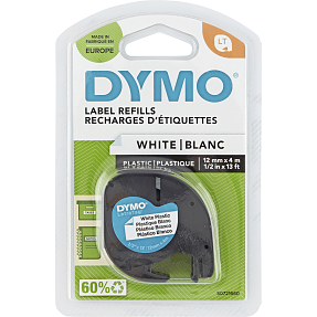 DYMO Letratag prægertape - hvid/plast (4m)
