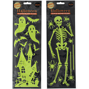 Halloween glow klistermærker - flere varianter - assorteret