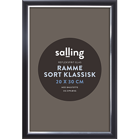 Klassisk sort ramme m. refleksfrit glas - 20x30 cm