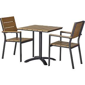 Carlton cafébord med 2 Carlton stole - teaklook