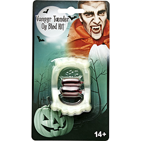 Halloween vampyrtænder og blod