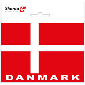 Dk flag med "danmark" 12x9 cm