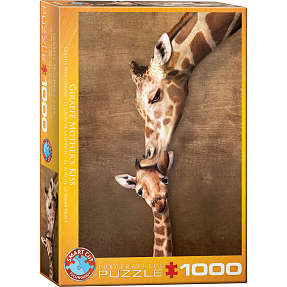 Puslespil Giraffe Mothers Kiss - 1000 brikker