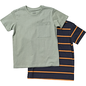 VRS børne 2-pak T-shirt str. 98/104 - grøn/blå