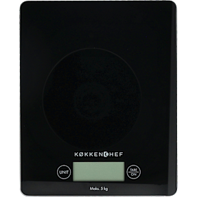 Køkkenchef digital køkkenvægt - sort glas (5 kg)