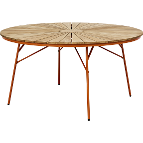 Kerteminde teak havebord Ø150cm, orange stel