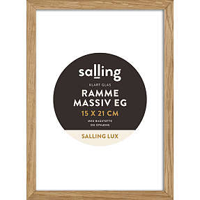 Ramme i massiv eg m. glas - 15x21 cm