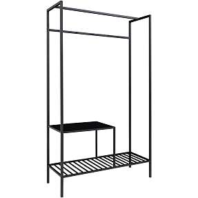 Vita garderobestativ med 2 hylder - sort