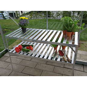 Grønlakeret aluminiums bord - 2 hylder