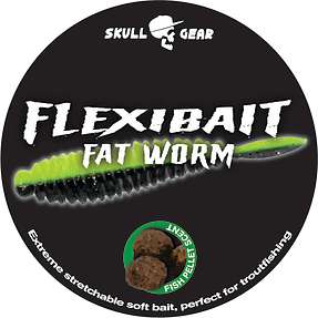 Flexibait Fat worm pellet - black chartreuse