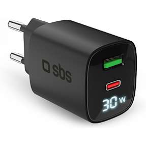 SBS oplader USB-C+A - sort