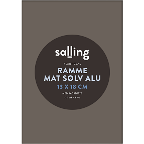 Mat sølv ramme m. glas - 13x18 cm