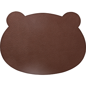 Dækkeserviet i læderlook - brun bjørn