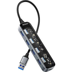 Deltaco USB hub 4-port - transparent