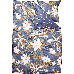 Maison sengetøj - blå/koral blomst