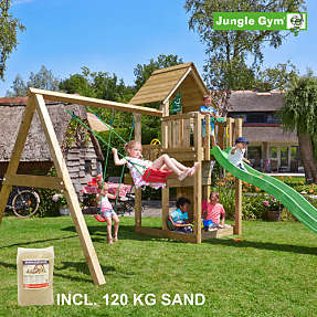 Jungle Gym Cubby inkl. swing, sand & grøn slide