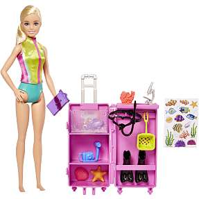 Barbie marinbiologdukke med tilbehør