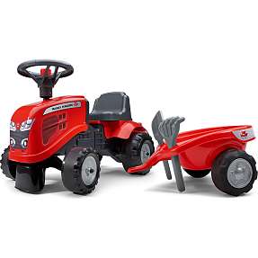 Falk Toys Baby Massey Ferguson ride-on traktor med trailer, rive og skovl