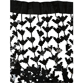 Halloween lamettagardin med flagermus 90x200 cm - sort