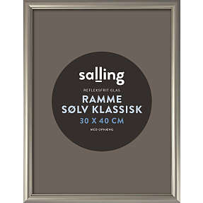 Klassisk sølv ramme m. refleksfrit glas - 30x40 cm