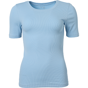 VRS dame rib T-shirt str. S - blå