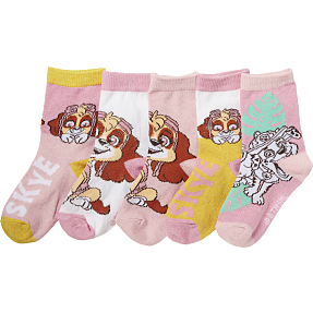 Paw Patrol børne 5-pak strømper str. 23/25 - lyserød/hvid/gul