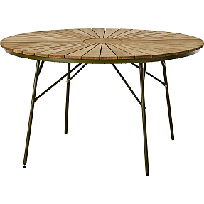 Kerteminde teak havebord Ø130 cm, Grønt stel