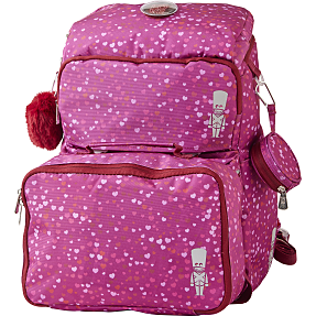 Danpen skoletaske - pink med hjerter