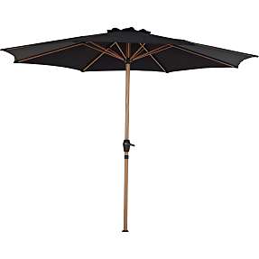 Termoli parasol Ø:300 cm med krank - sort/teak