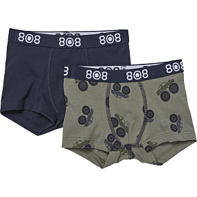 808 børne 2-pak boxershorts str. 6 år - blå/grøn