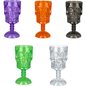 Halloween vinglas med kranie H: 16 cm - flere varianter - assorteret