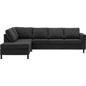 Oslo venstrevendt open-end sofa med sorte træben - mørkegrå