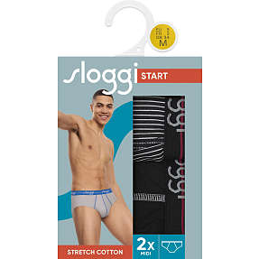 Sloggi herre 2-pak midi str. 2XL -  stribet