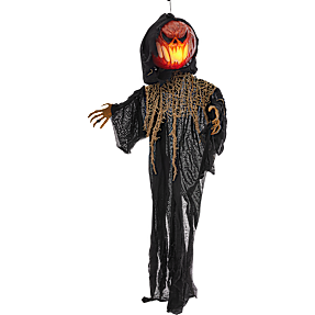 Halloween animeret græskar 150 cm - sort