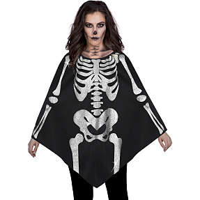 Halloween skelet poncho med glitter print