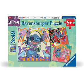 Disney Stitch puslespil - 3x49 brikker