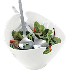 Steel-function salatskål med bestik - hvid