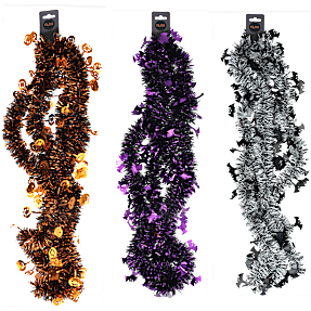 Halloween lametta guirlande 3 meter - flere varianter - assorteret