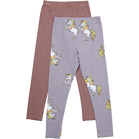 VRS børne 2-pak leggings str. 116 - lilla/rosa