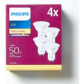 Philips 4 pak LED spotpærer 4,7W - varmt hvidt lys