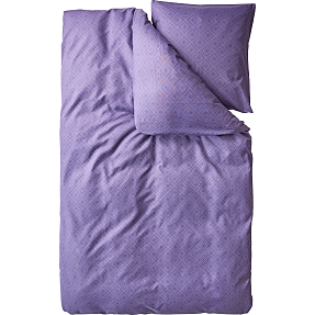 Mikrofiber sengetøj - prik/firkant lilla