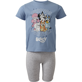 Bluey shorts sæt str. 98/104 - blå/grå