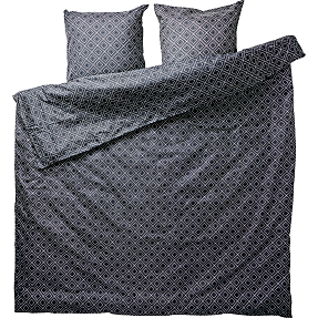 Mikrofiber sengetøj - prik/firkant grå