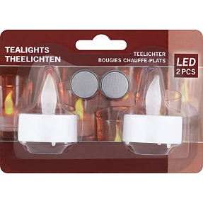 LED fyrfadslys med batteri 2-pak - hvid